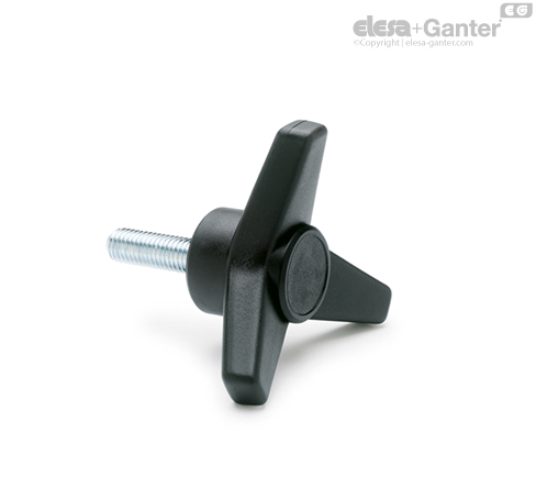 VB.639-p Three-arm knobs Zinc-plated steel threaded stud